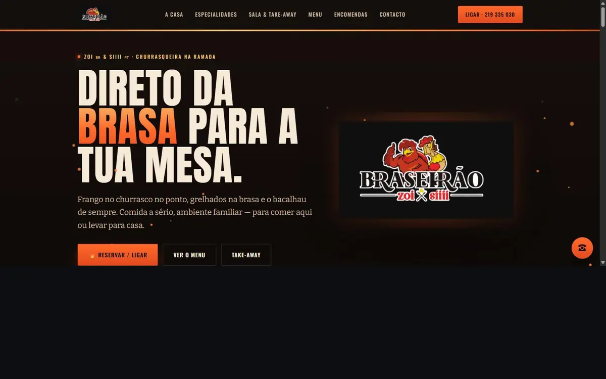 Site do Braseirão, churrasqueira na Ramada